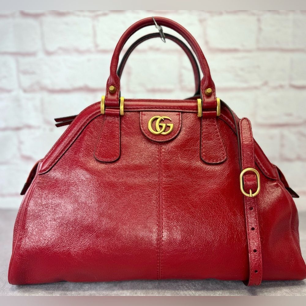 Gucci Red Leather Top-Handle Satchel